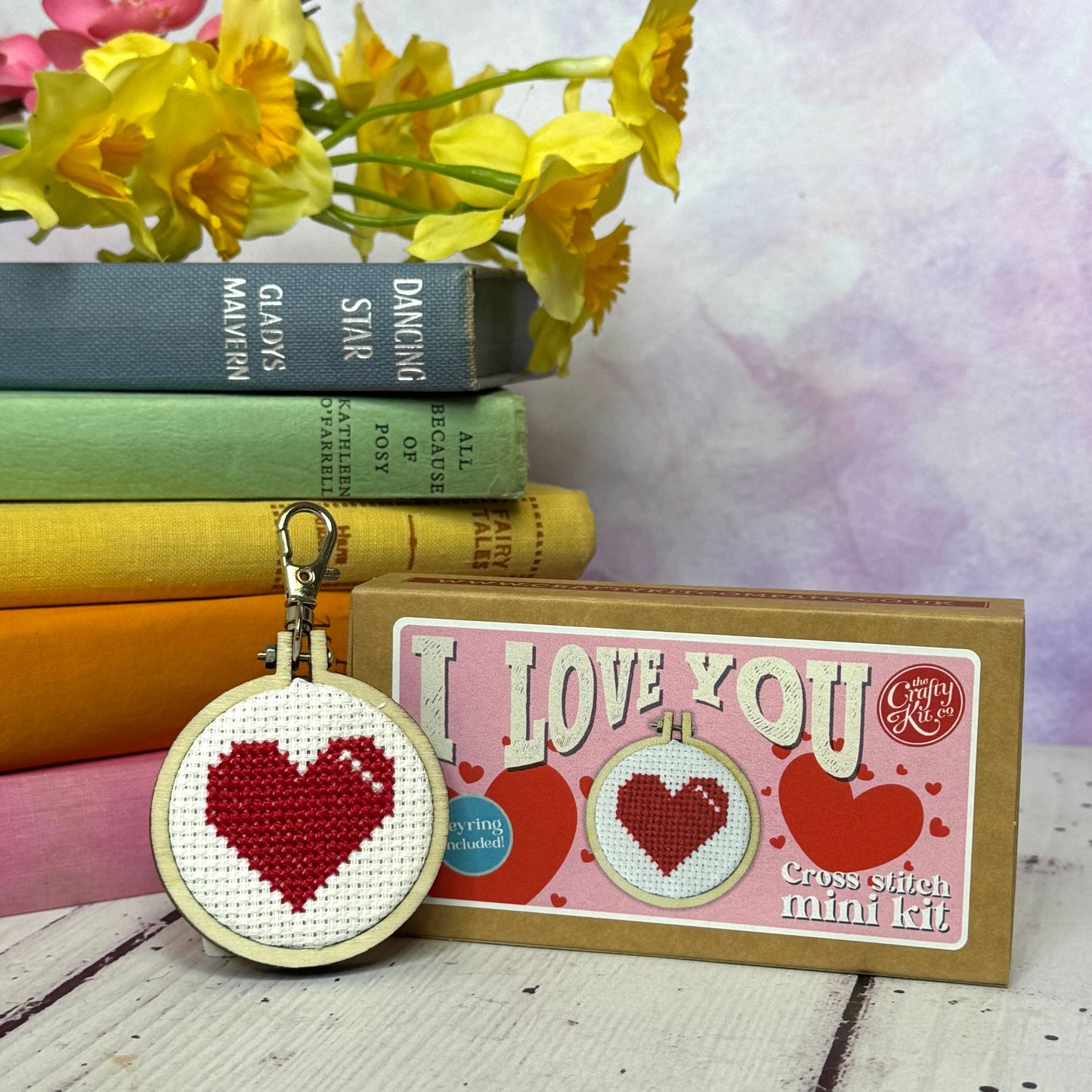 I Love You Mini Matchbox Cross Stitch Kit (with keyring)
