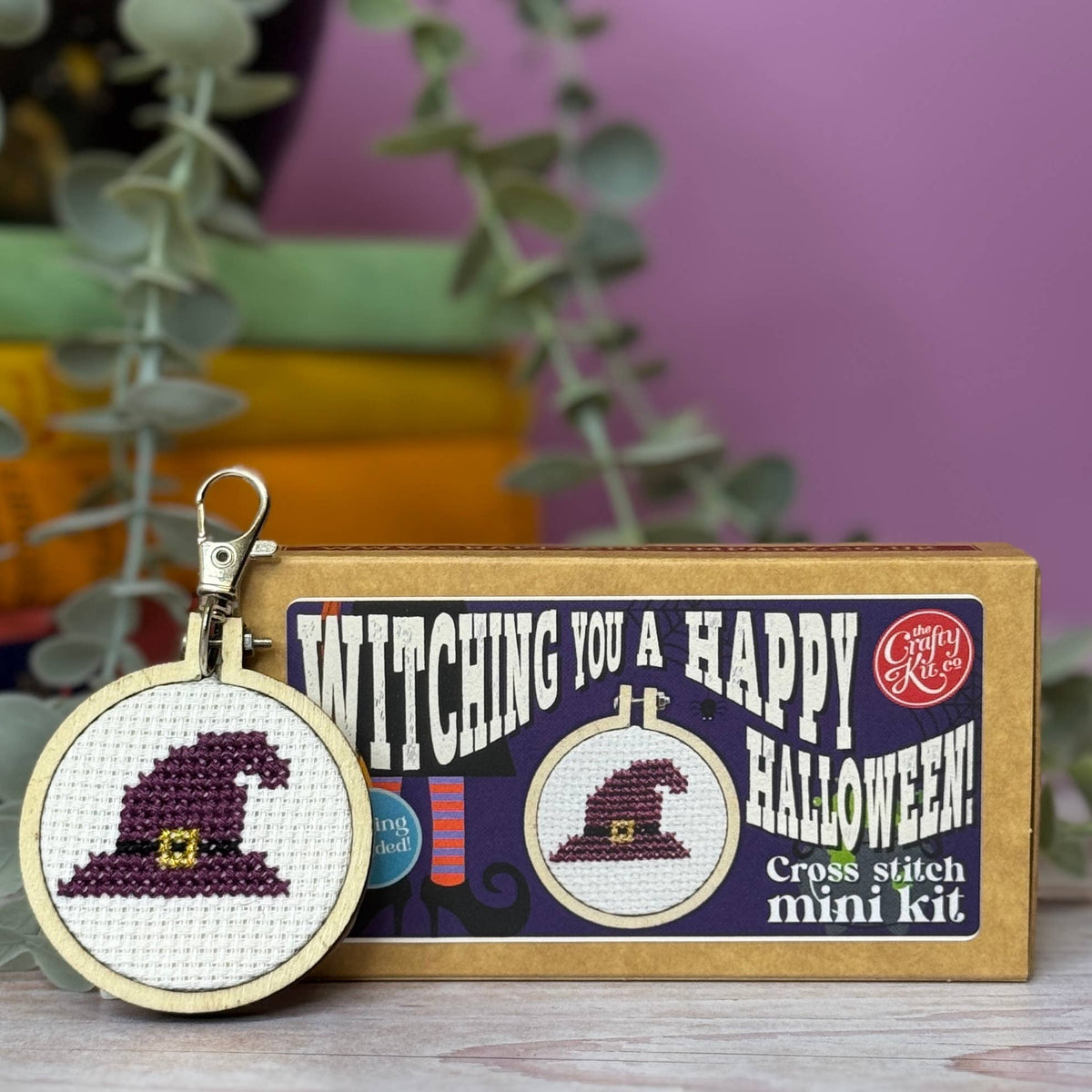 'Witching a Happy Halloween' Mini Matchbox Cross Stitch Kit (with keyring)