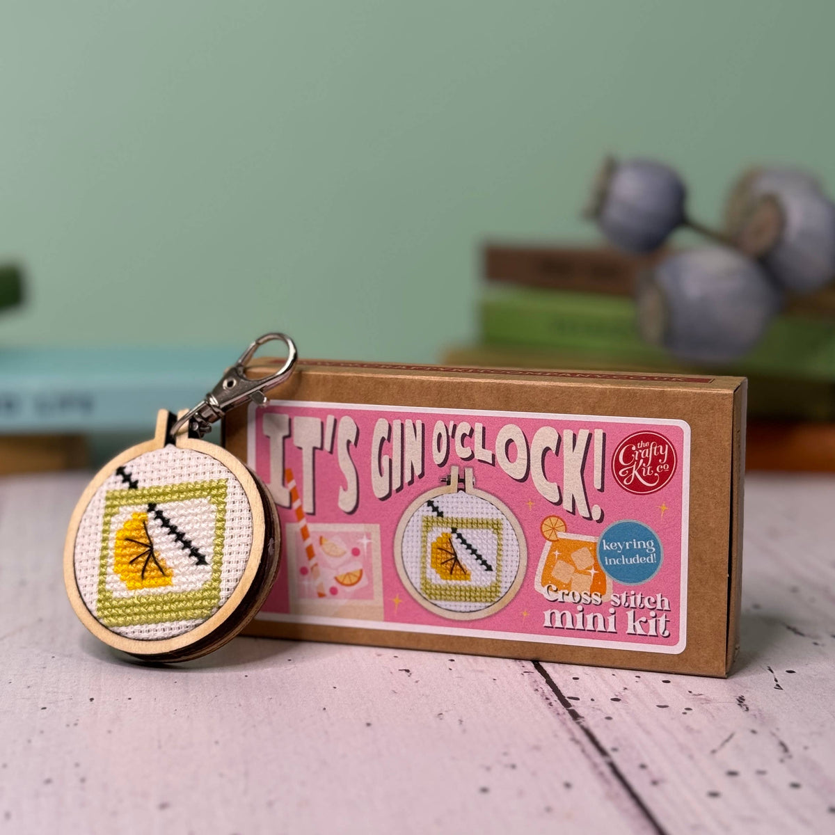 It's Gin O'Clock! Mini Matchbox Cross Stitch Kit (with keyring)