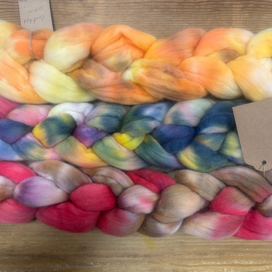 Weki Wool Hand Dyed Merino and Merino-Fibre Roving