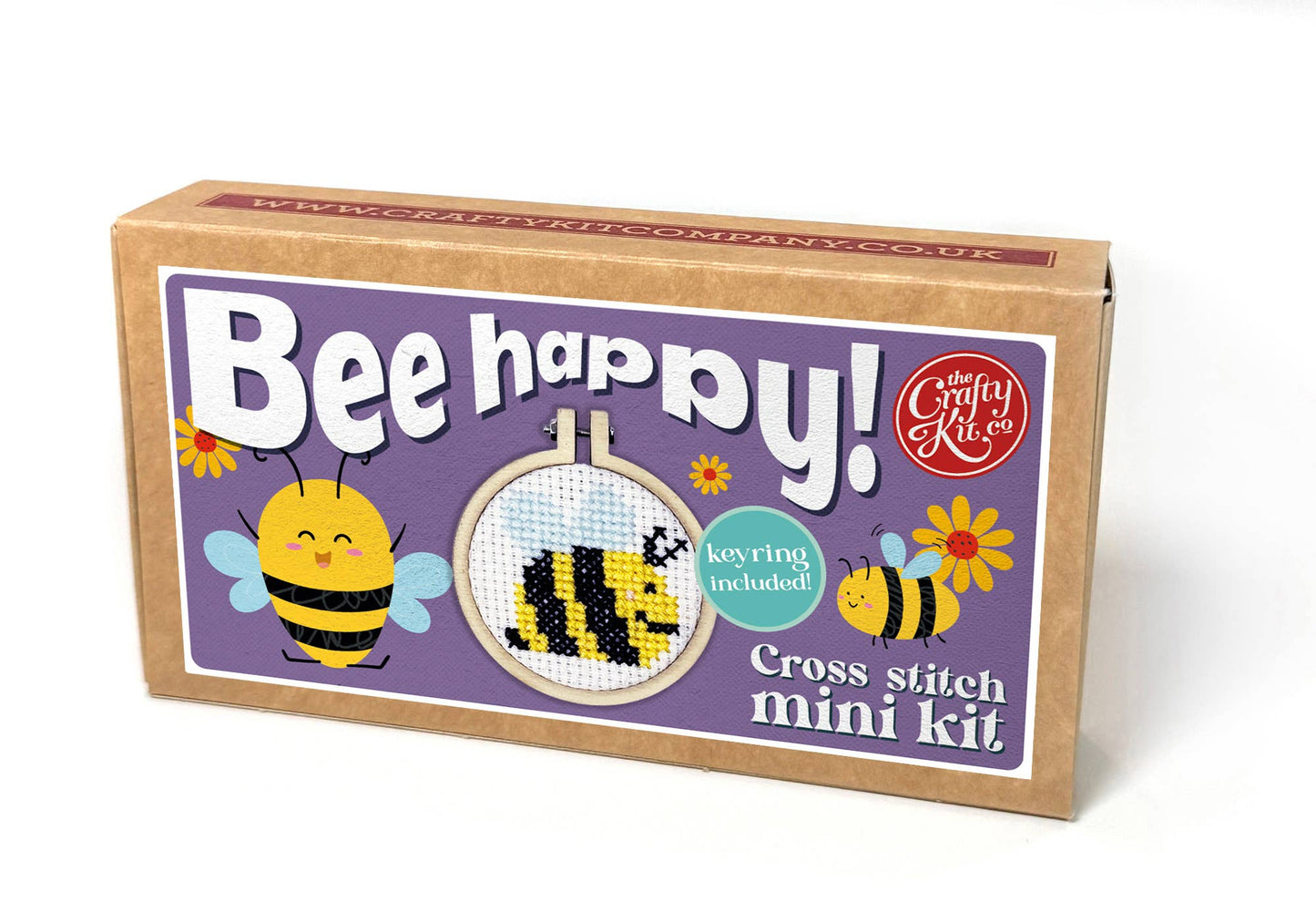 'Bee Happy!' Mini Matchbox Cross Stitch Kit (with keyring)