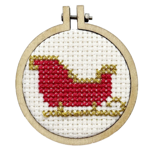 Sleigh Mini Matchbox Christmas Cross Stitch Kit (with keyring)