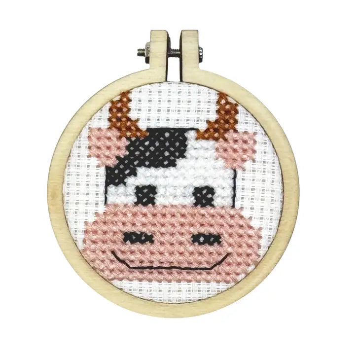 Moody Cow! Cross Stitch Mini Kit (with keyring)