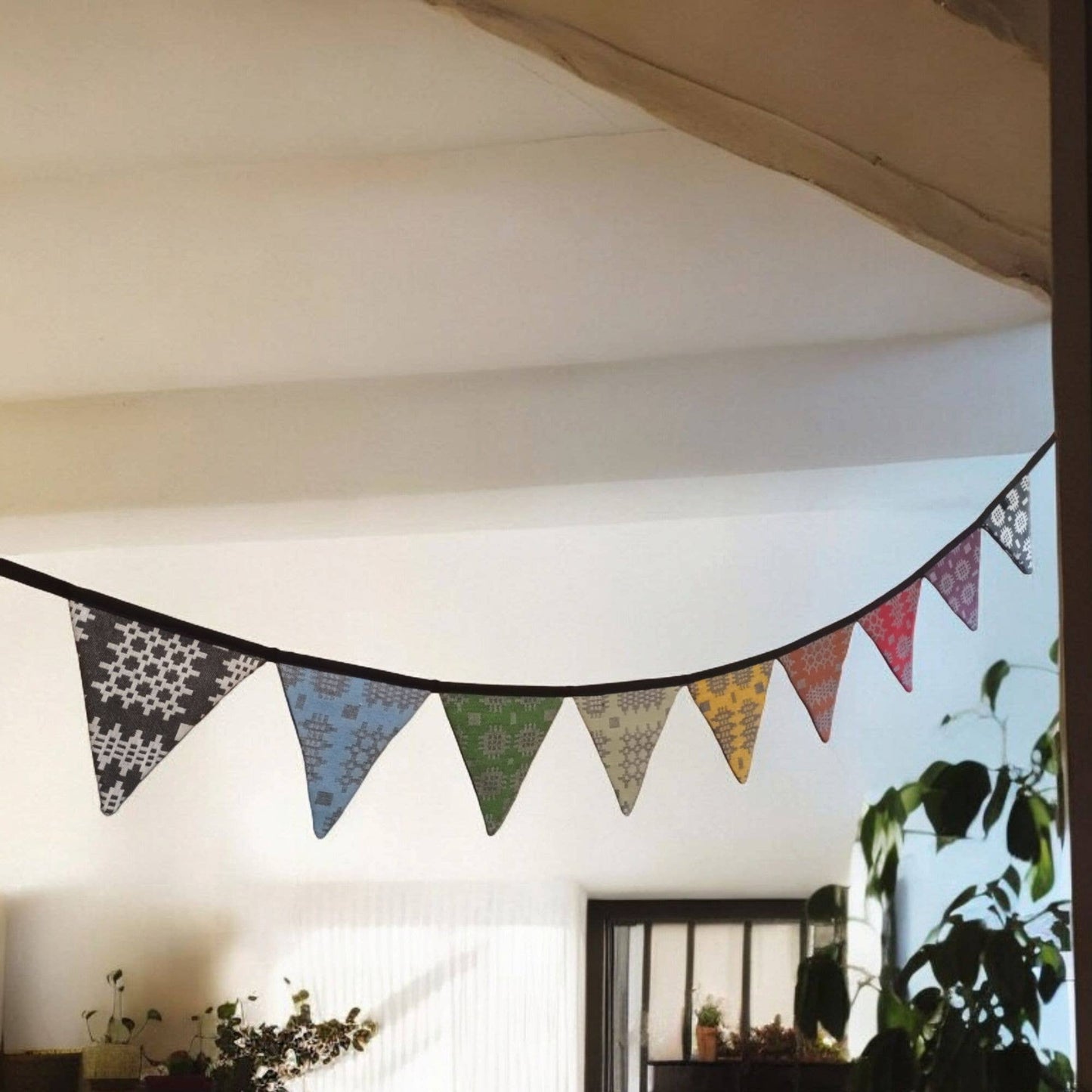 Welsh tapestry blanket design bunting Rainbow