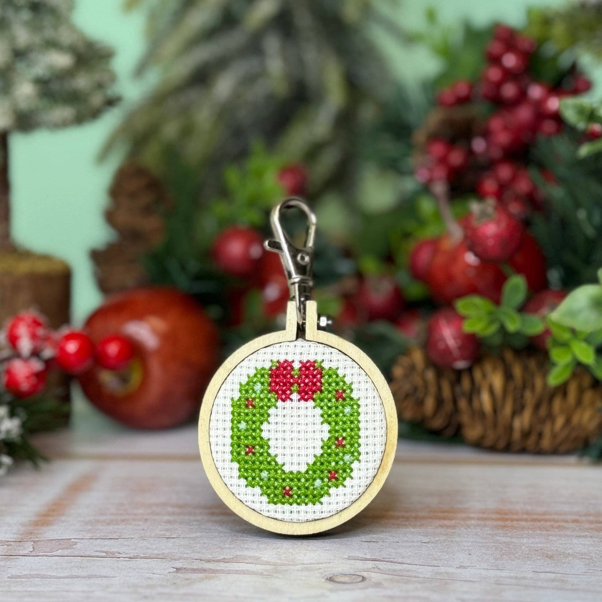 Wreath Mini Matchbox Christmas Cross Stitch Kit (with keyring)