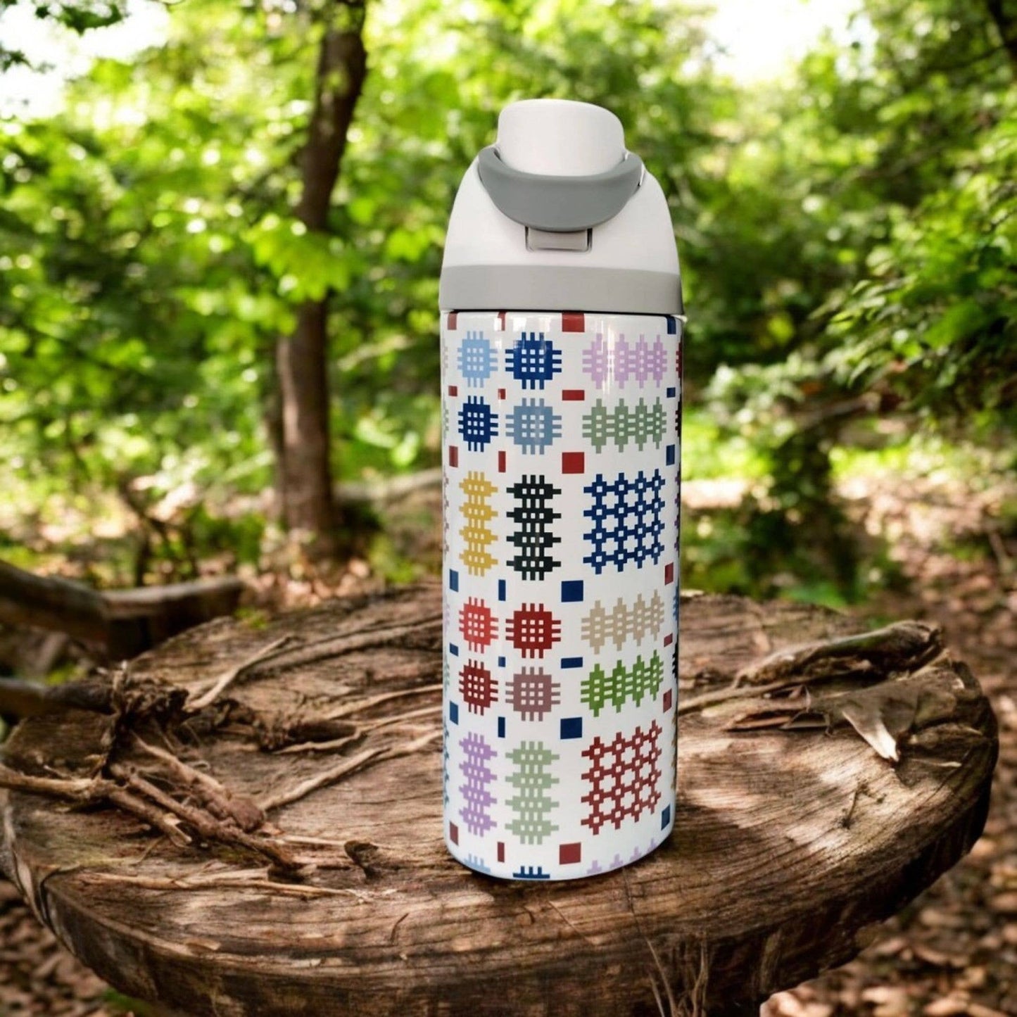 Insulated Water Bottle -Multi Coloured Tapestry Design