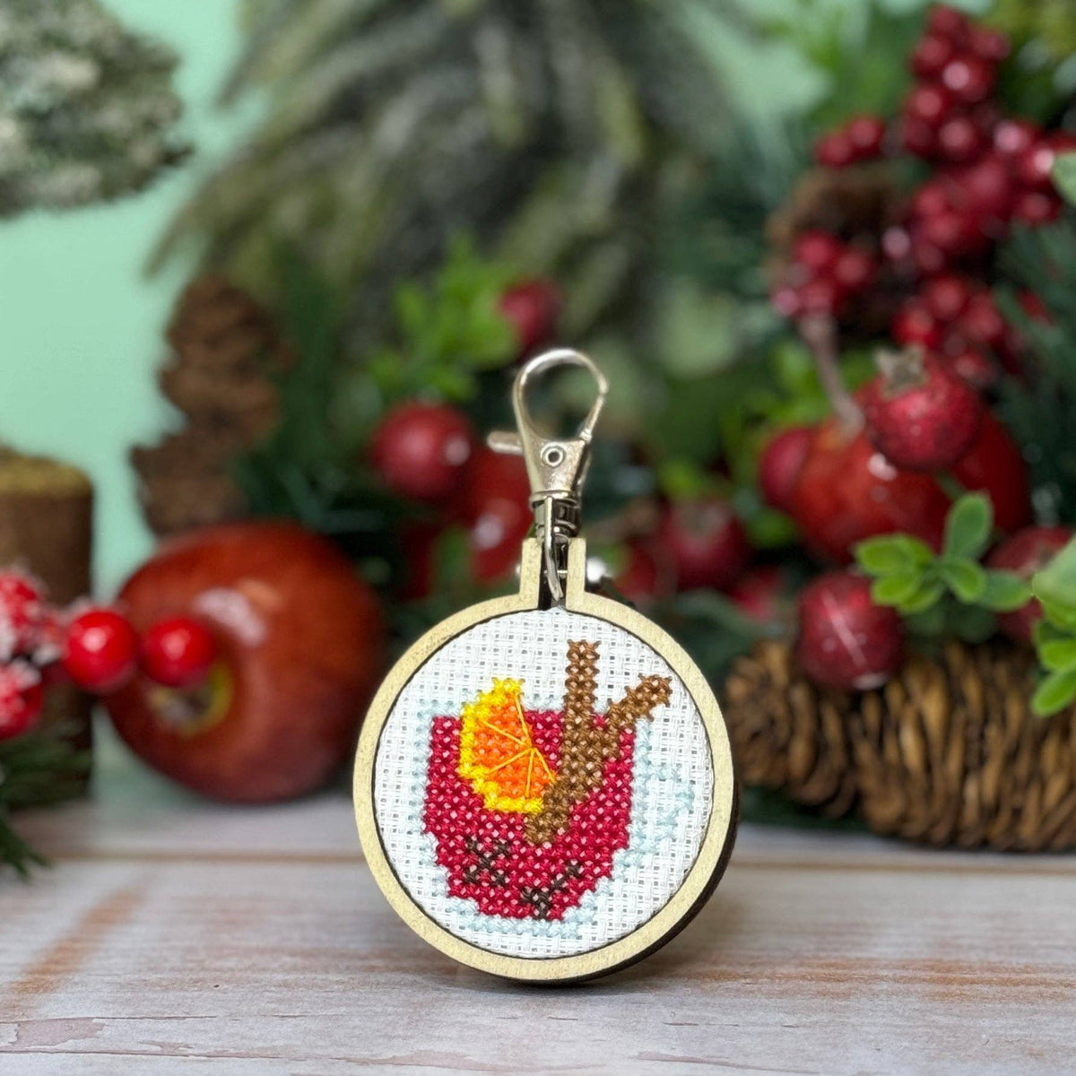 Mulled Wine Mini Matchbox Christmas Cross Stitch Kit (with keyring)