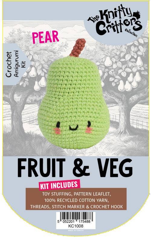 Knitty Critters - Pouch Pals - Fruit & Veg - Pear