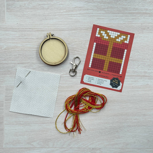 Present Mini Matchbox Christmas Cross Stitch Kit (with keyring)