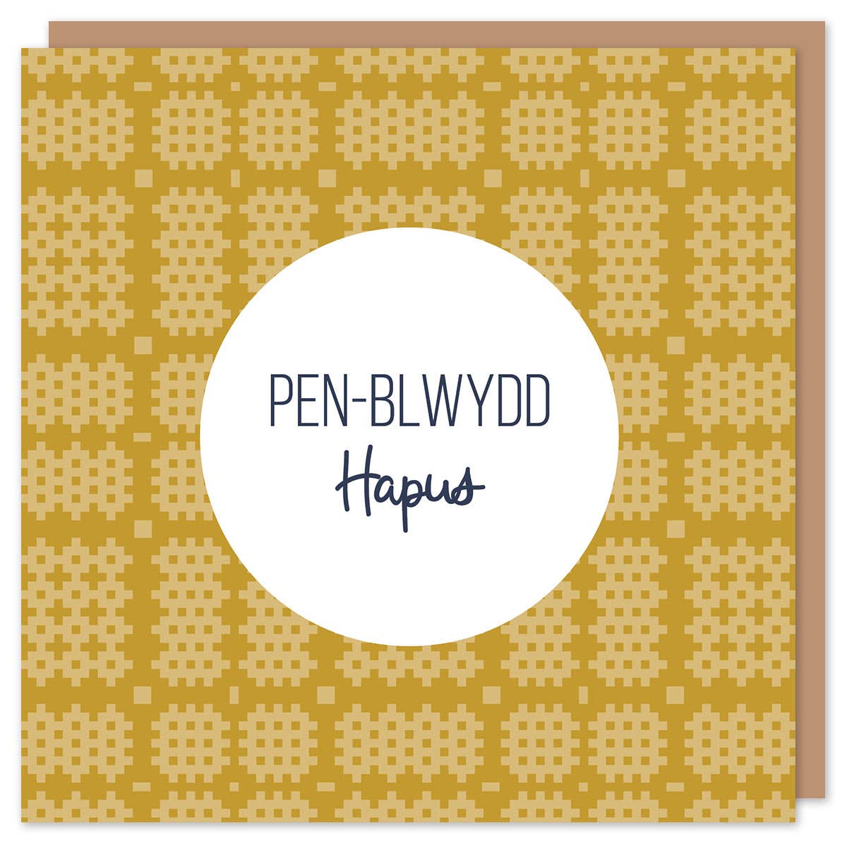 Birthday card 'Pen-blwydd Hapus' Welsh tapestry