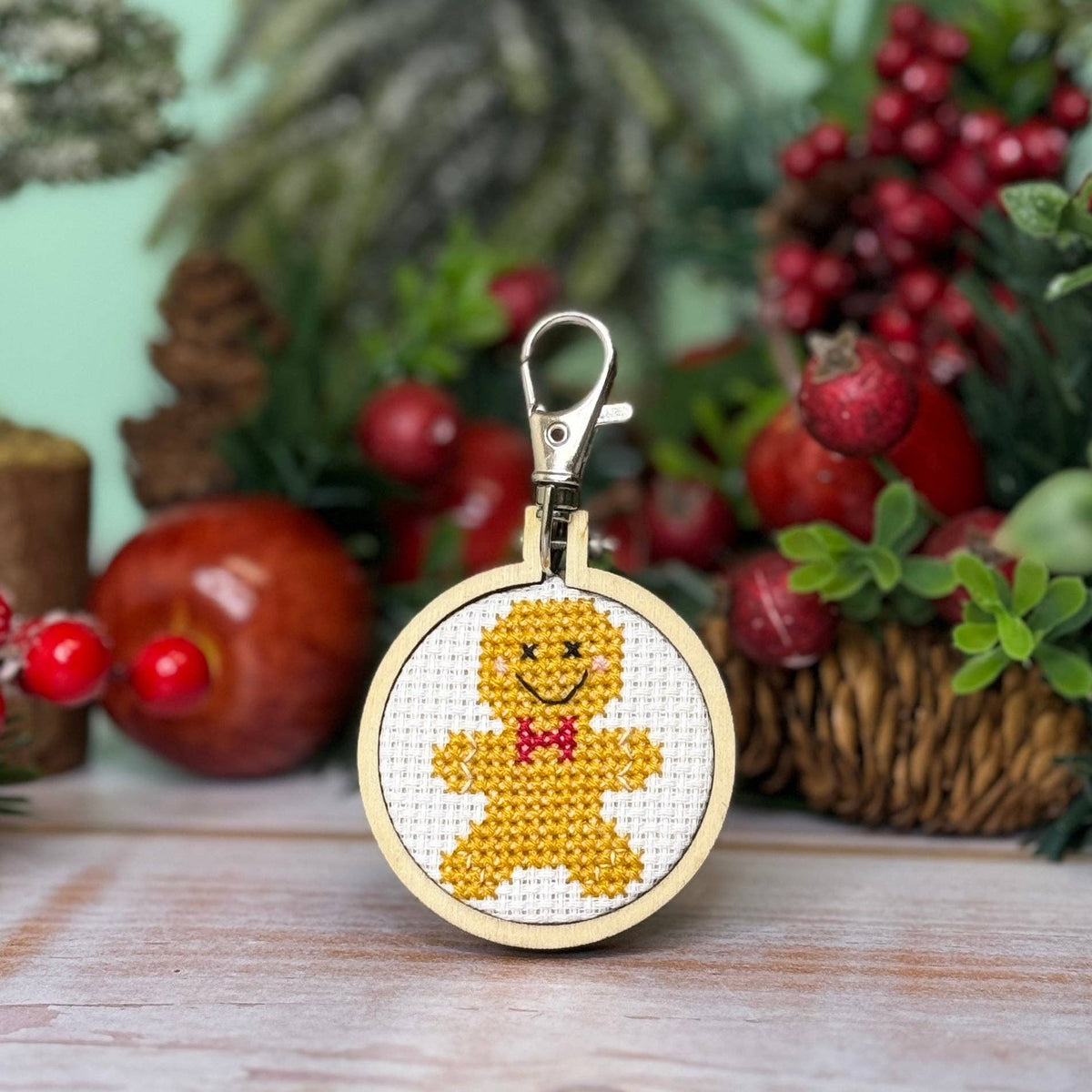 Gingerbread Man Mini Matchbox Christmas Cross Stitch Kit (with keyring)