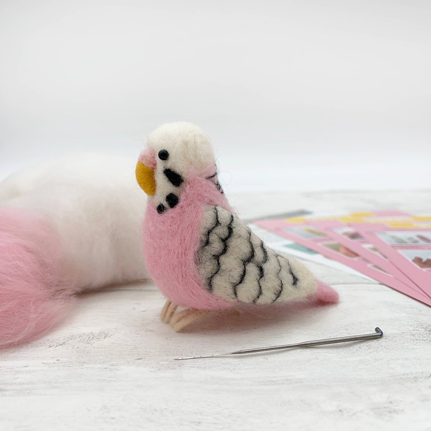 Needle Felting Kit, Pink Budgie