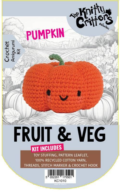 Knitty Critters - Pouch Pals - Fruit & Veg - Pumpkin