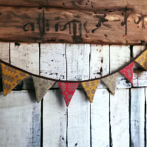 Welsh tapestry blanket design bunting multi coloured