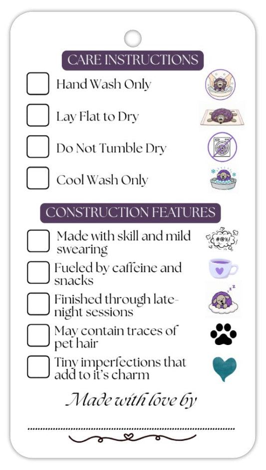 Care Tags for handmade items