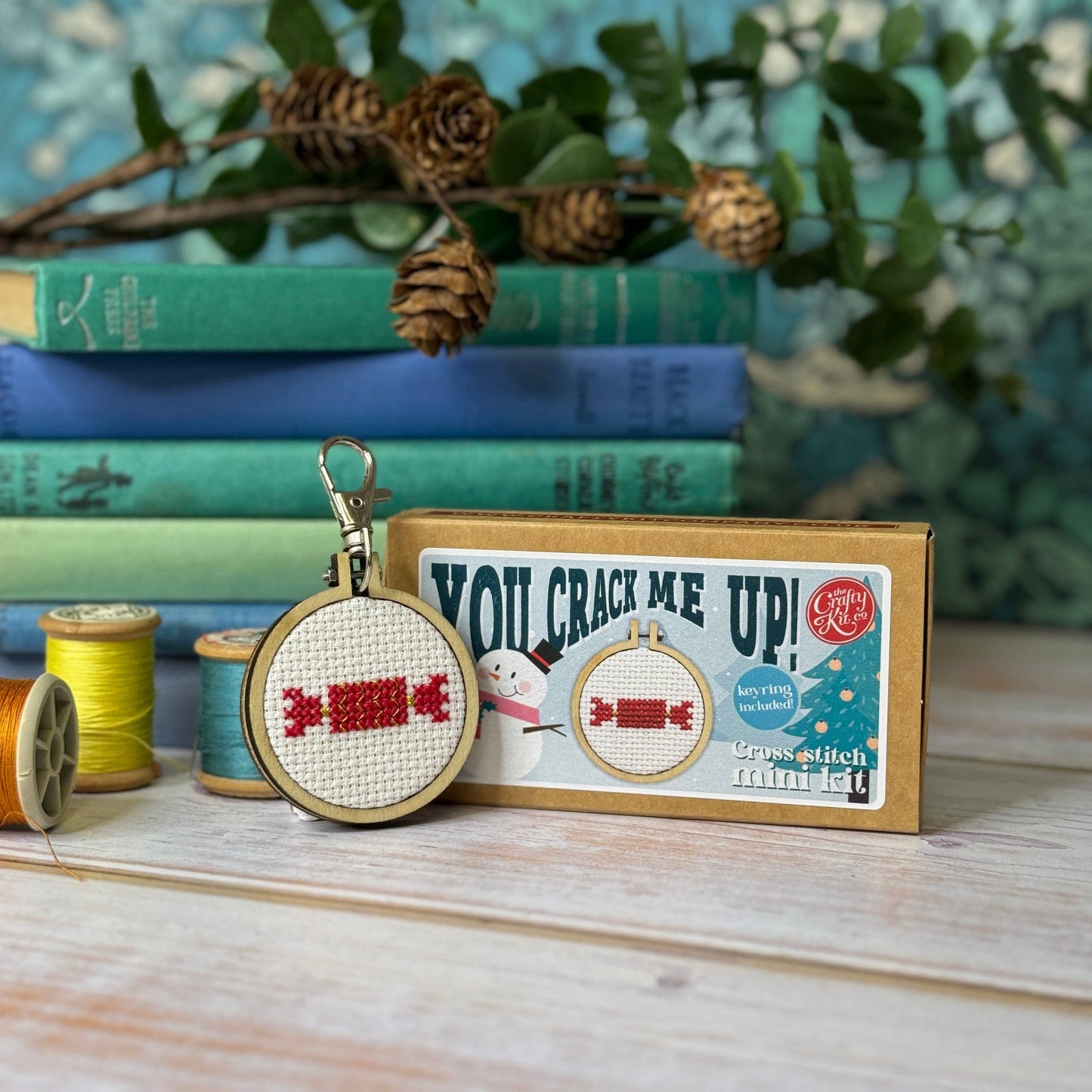 You crack me up! Mini Matchbox Christmas Cross Stitch Kit (with keyring)