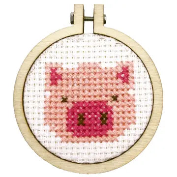 Missing You Pig Time Cross Stitch Mini Kit (with keyring)