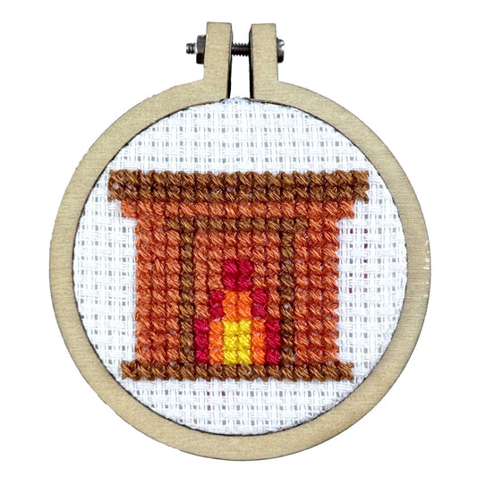 Fireplace Mini Matchbox Christmas Cross Stitch Kit