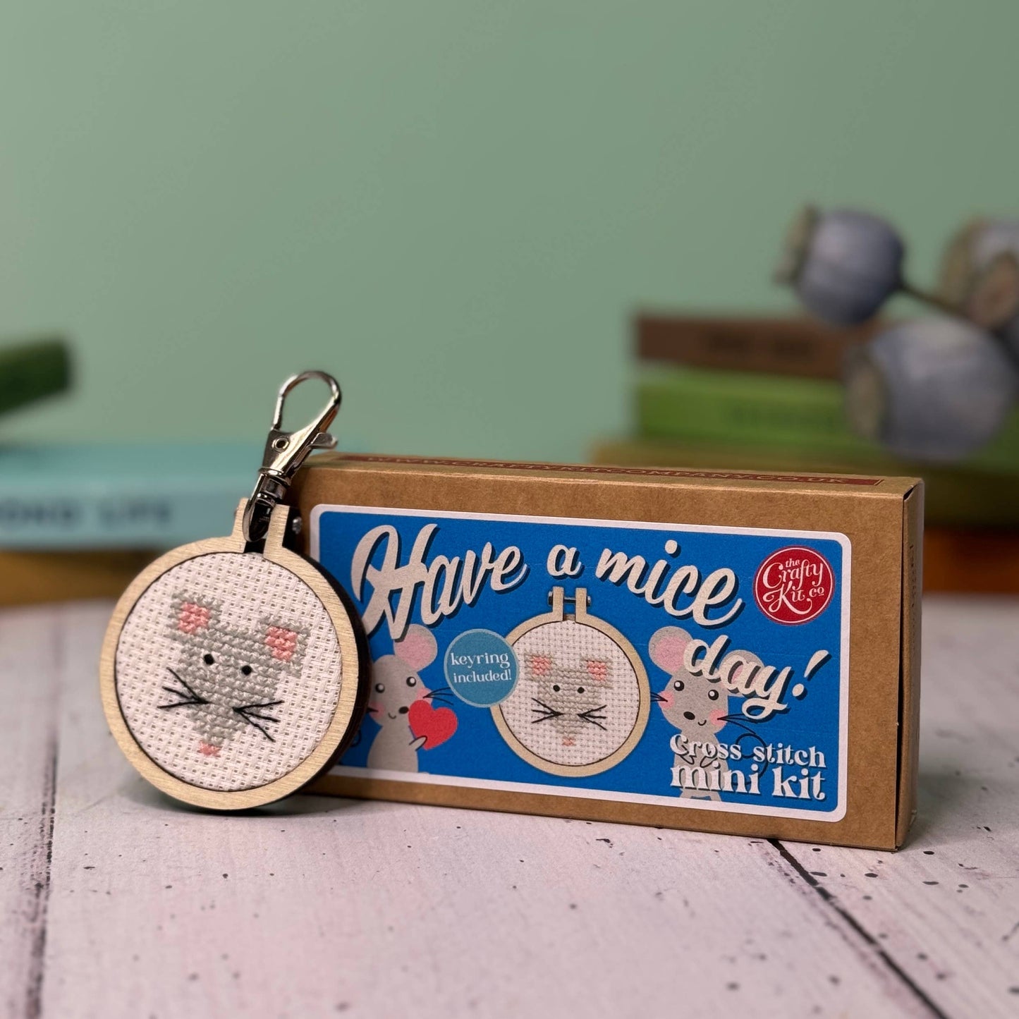 Have a Mice Day! Mini Matchbox Cross Stitch Kit (with keyring)