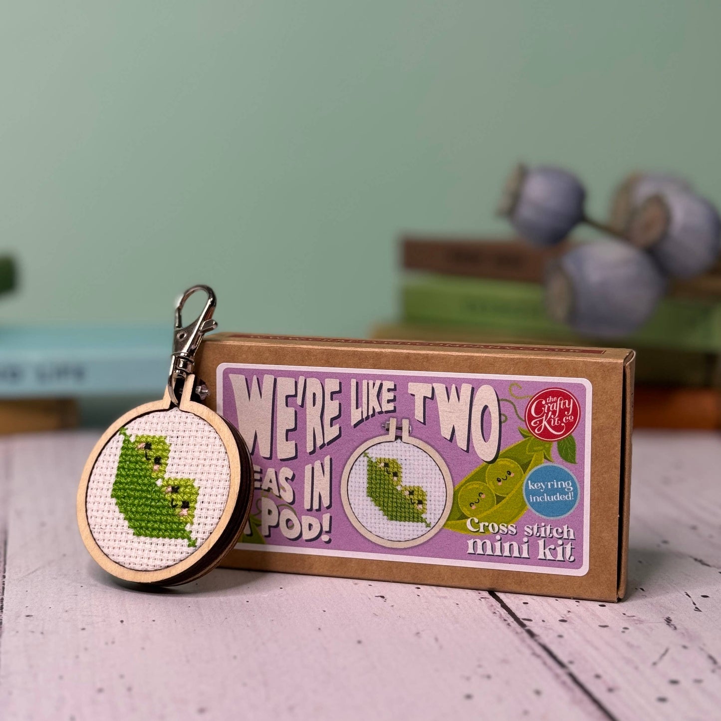 We're Like Two Peas in a Pod! Mini Matchbox Cross Stitch Kit (with keyring)
