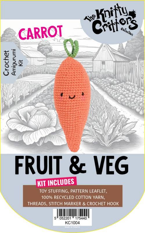 Knitty Critters - Pouch Pals - Fruit & Veg - Carrot