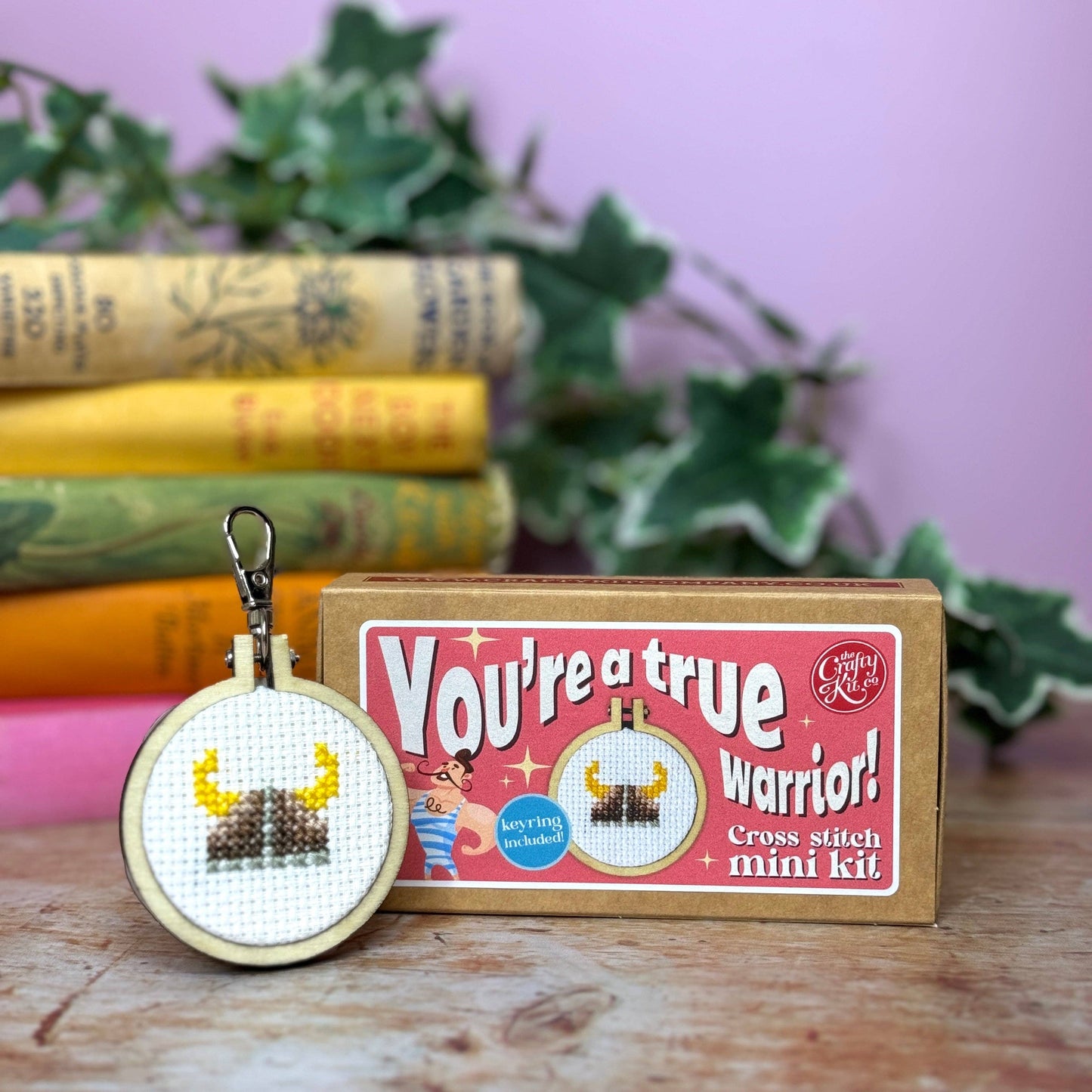 You're a True Warrior! Mini Matchbox Cross Stitch Kit (with keyring)
