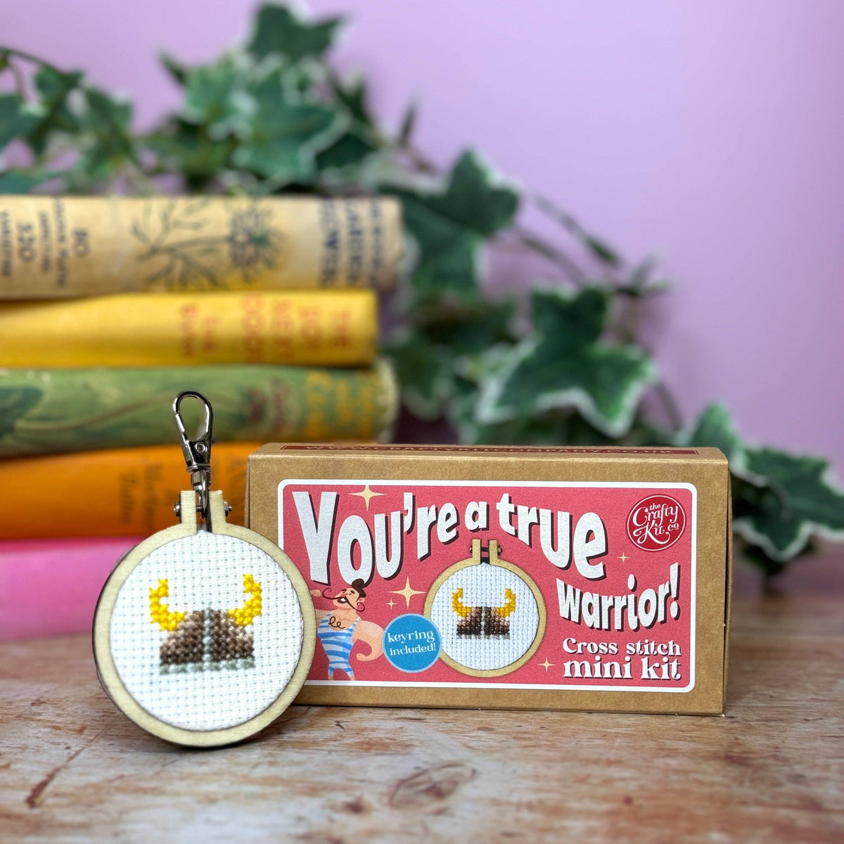 You're a True Warrior! Mini Matchbox Cross Stitch Kit (with keyring)
