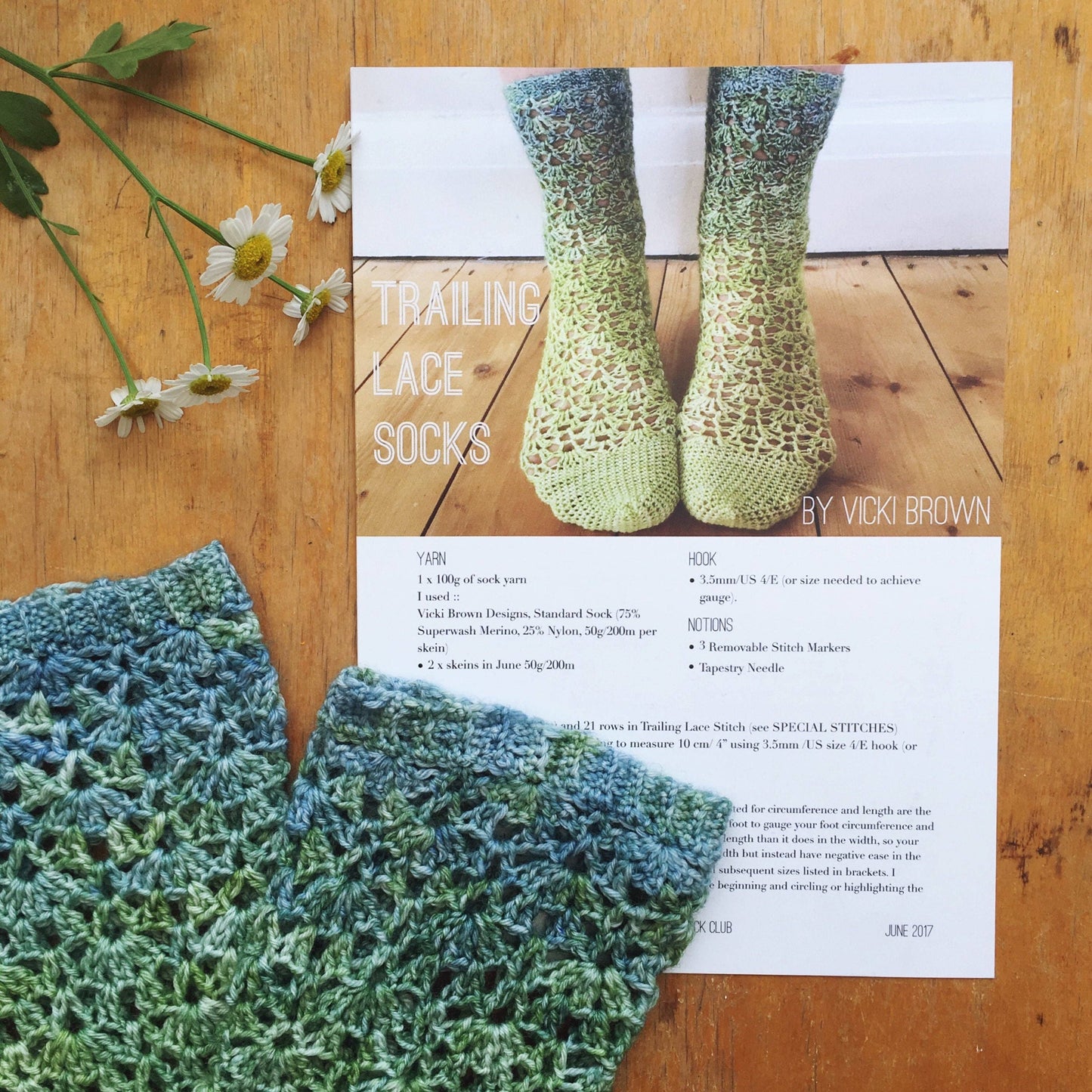 Crochet Pattern - Trailing Lace Socks - PRINT