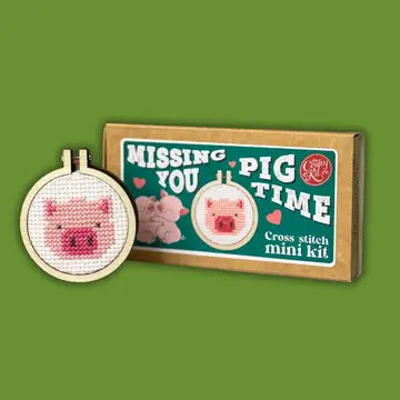 Missing You Pig Time Cross Stitch Mini Kit (with keyring)