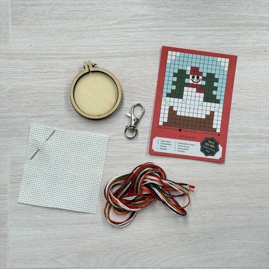 Snowglobe Mini Matchbox Christmas Cross Stitch Kit (with keyring)