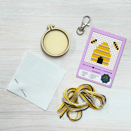 Hive Got Your Back! Mini Matchbox Cross Stitch Kit (with keyring)