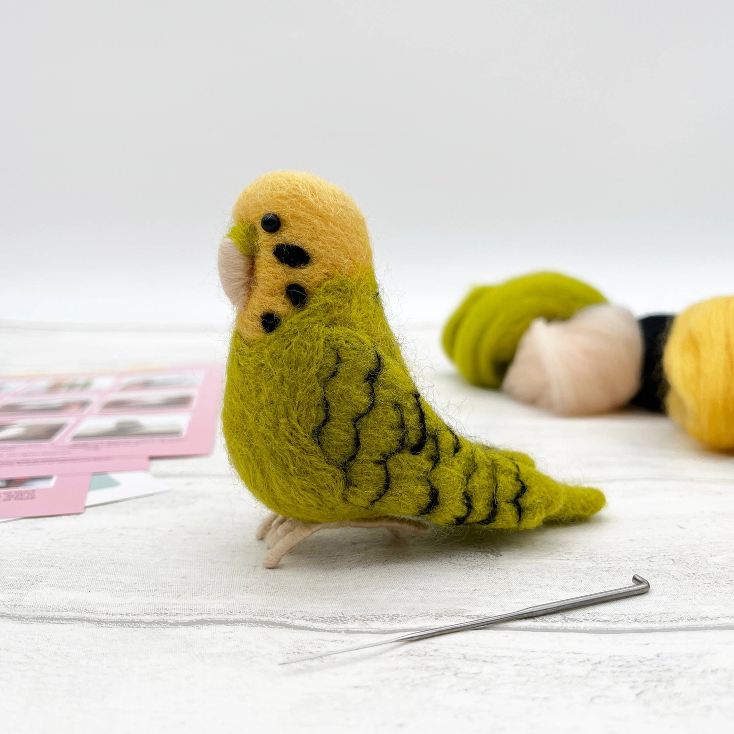 Needle Felting Kit, Green Budgie
