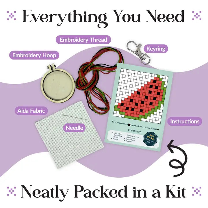 You're One In A Melon Cross Stitch Mini Kit (with keyring)