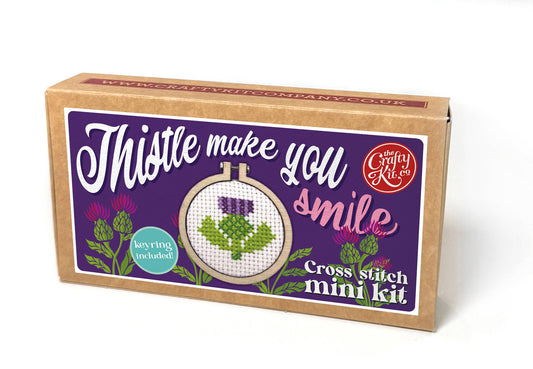 'Thistle Make You Smile' Mini Matchbox Cross Stitch Kit (with keyring)