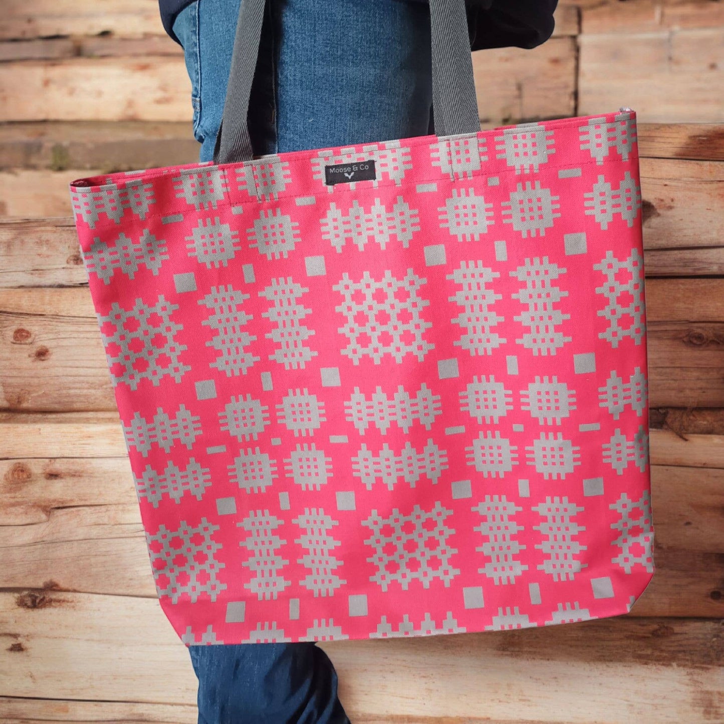 Red Welsh tapestry blanket design Tote Bag