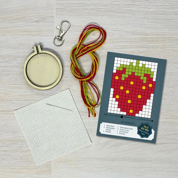 I'm Berry Grateful Cross Stitch Mini Kit (with keyring)