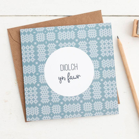 Thank you card 'Diolch yn fawr' Welsh tapestry