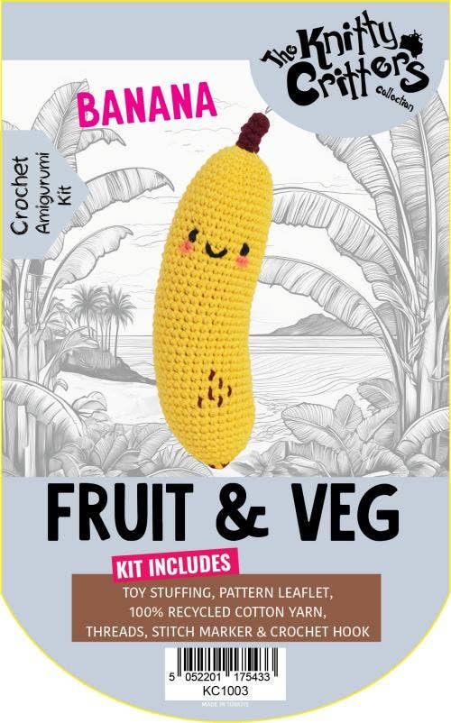 Knitty Critters - Pouch Pals - Fruit & Veg - Banana