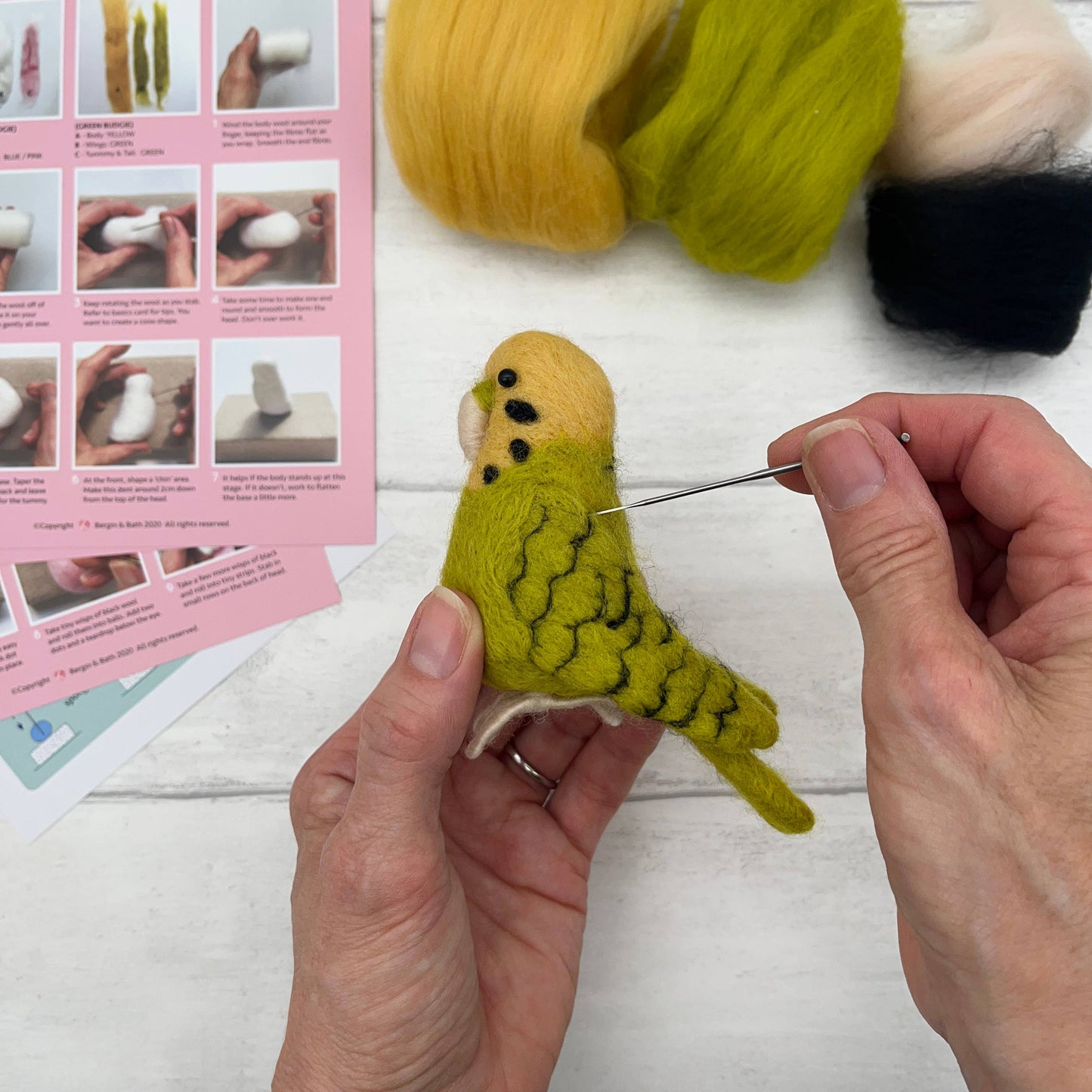 Needle Felting Kit, Green Budgie