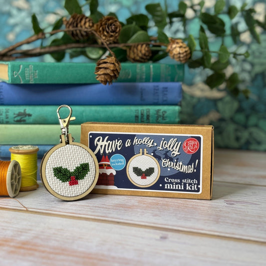 Holly Mini Matchbox Christmas Cross Stitch Kit