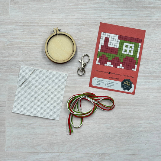 Train Mini Matchbox Christmas Cross Stitch Kit (with keyring)