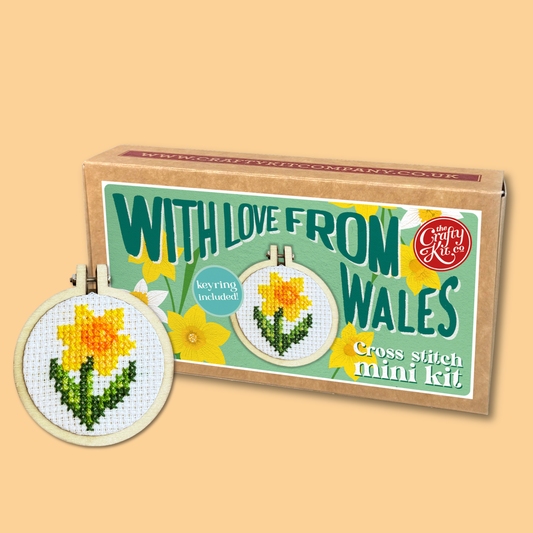 With Love from Wales Mini Matchbox Cross Stitch Kit (with keyring)
