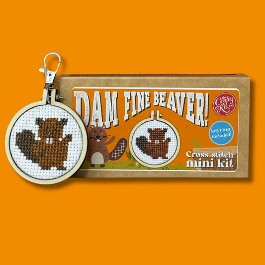 Dam Fine Beaver! Mini Matchbox Cross Stitch Kit (with keyring)