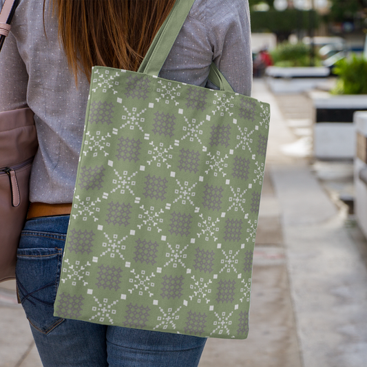 Green Scandi Cotton Canvas Tote Bags