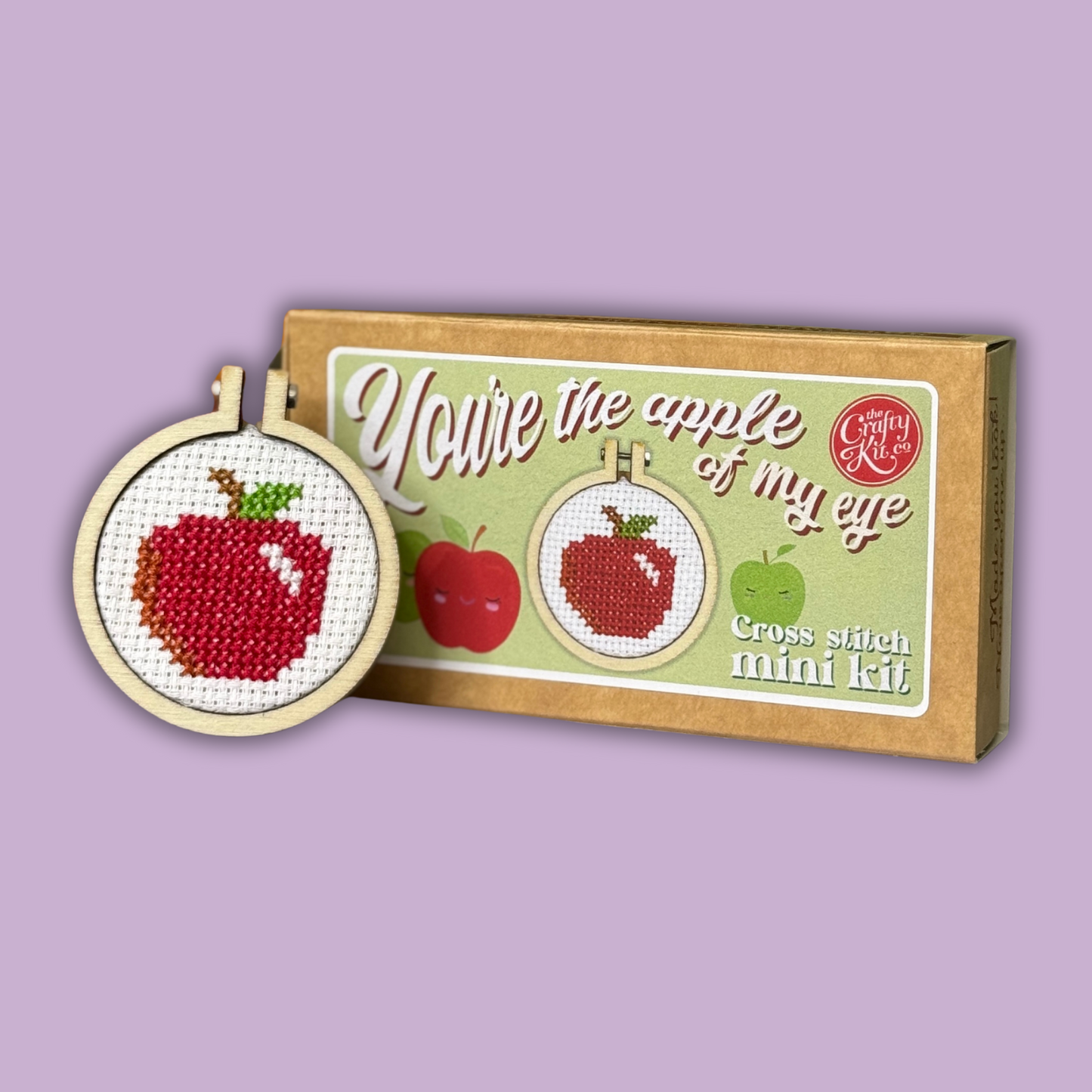 'You're The Apple Of My Eye' Mini Matchbox Cross Stitch Kit