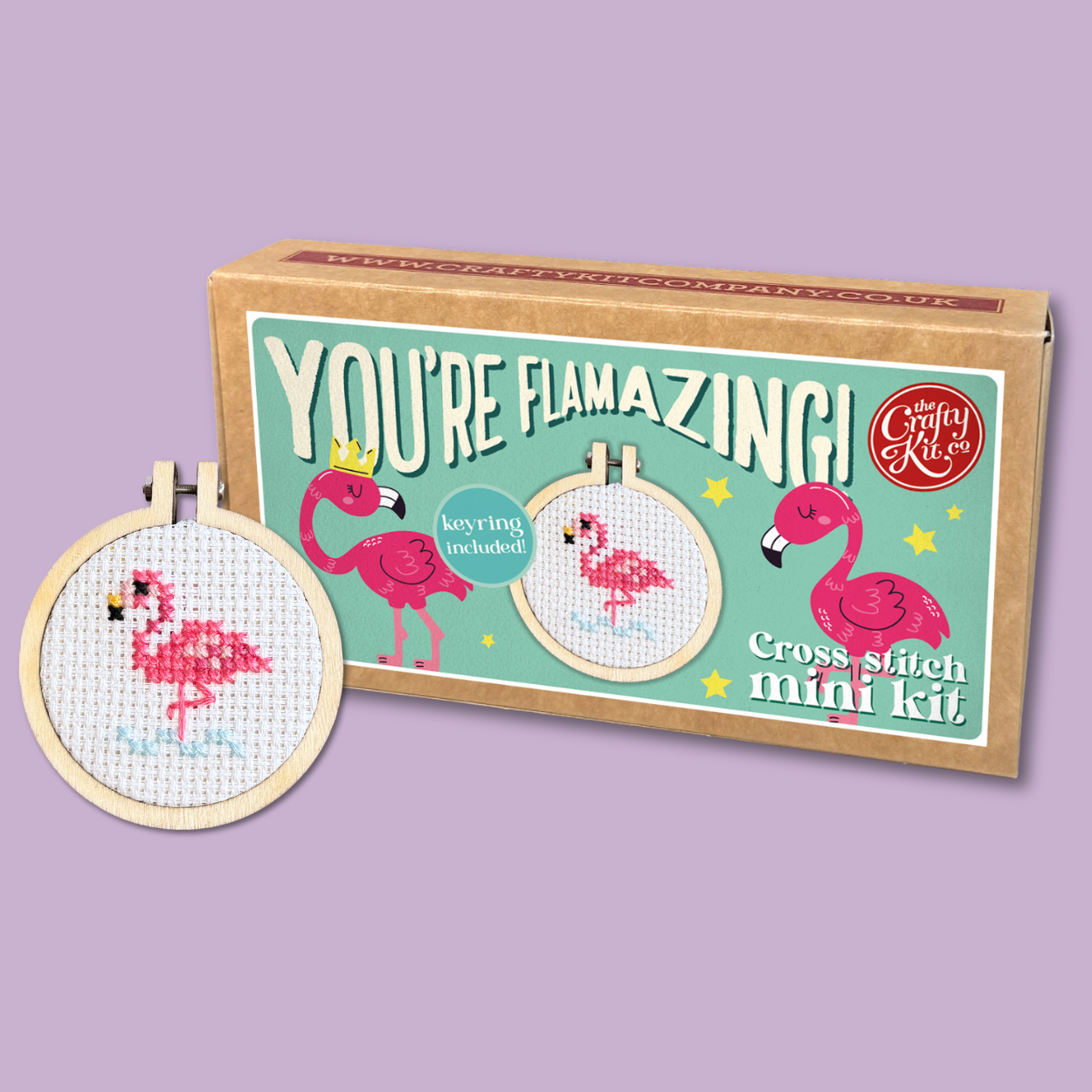 The Crafty Kit Company - You're Flamazing! Mini Matchbox Cross Stitch Kit (with keyring)