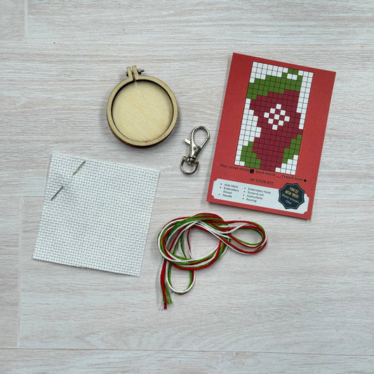 Stocking Mini Matchbox Christmas Cross Stitch Kit (with keyring)