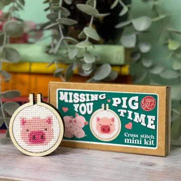 Missing You Pig Time Cross Stitch Mini Kit (with keyring)