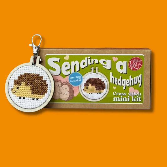 Sending A Hedgehug Mini Matchbox Cross Stitch Kit (with keyring)