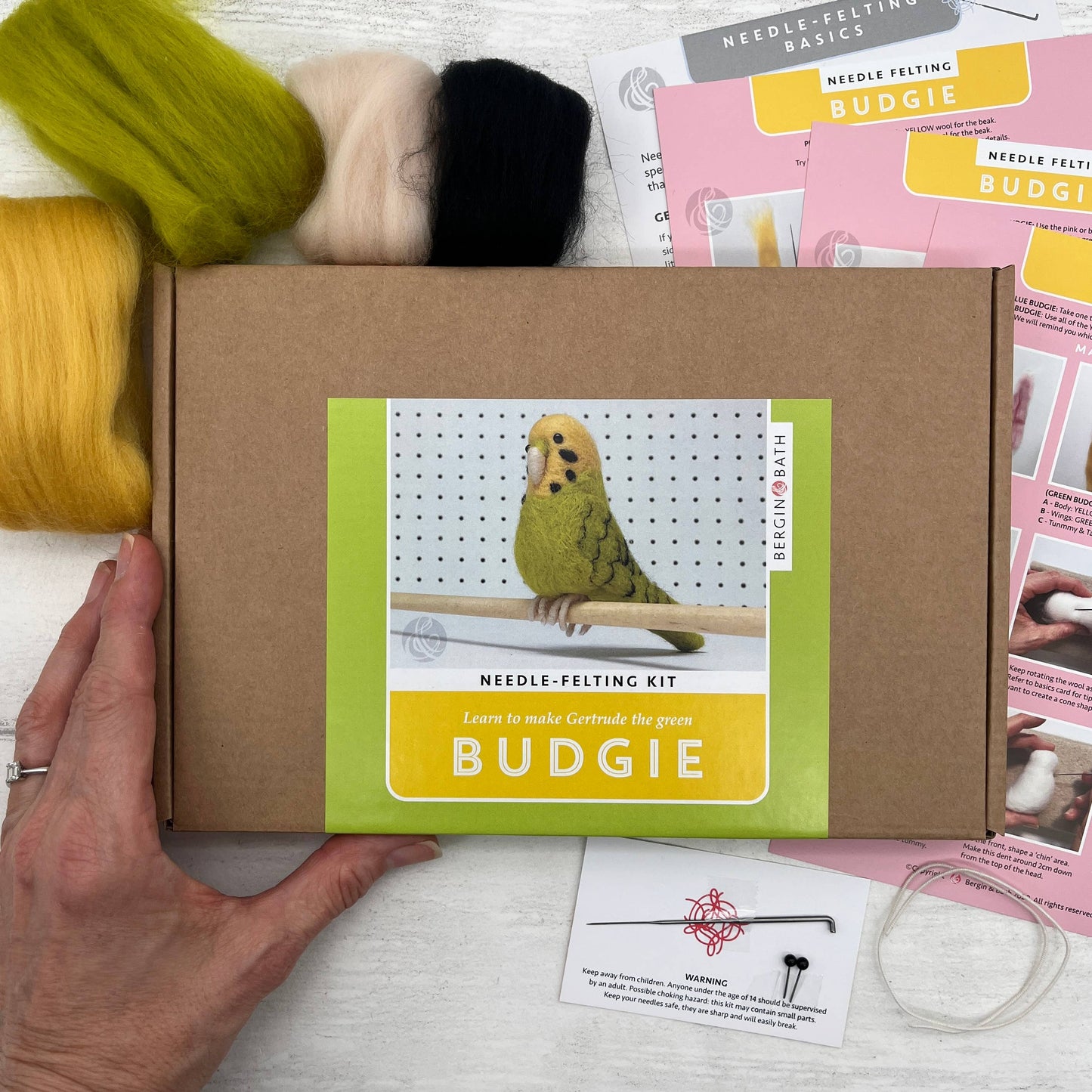 Needle Felting Kit, Green Budgie